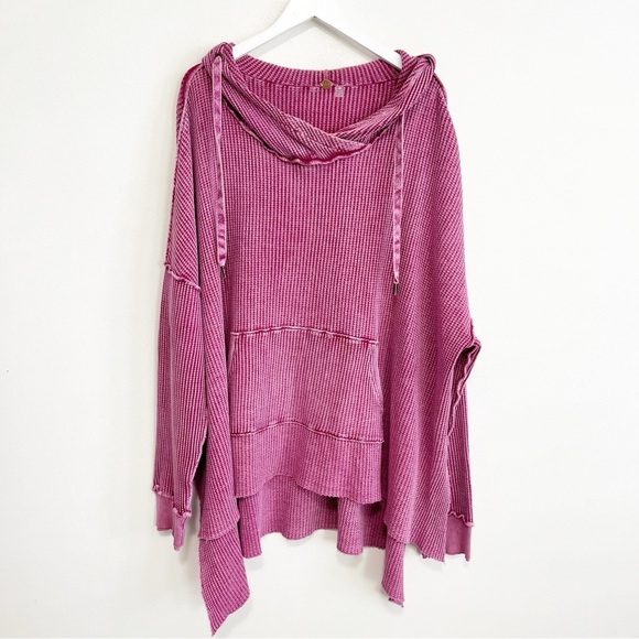 Free People One Gannet Thermal Oversized Hoodie in Queen Violet Medium - Picture 4 of 11